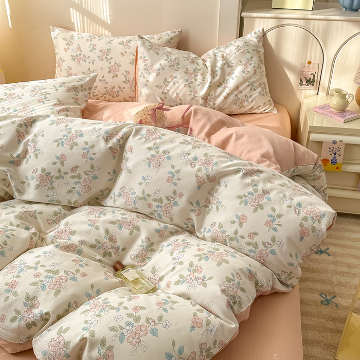 91家纺网 家纺一手货源 找家纺 清雅福 2025新款13070全棉小清新四件套 扶摇