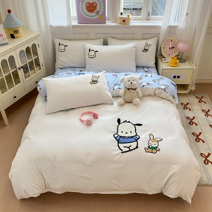 91家纺网 家纺一手货源 找家纺 （总）贝扬思家纺 2025新款水洗棉三丽鸥happy系列四件套