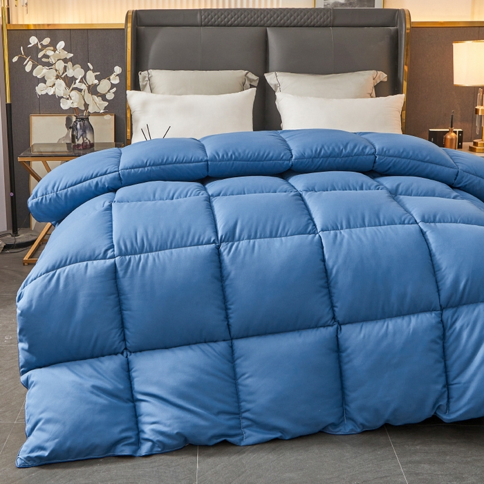 91家纺网 家纺一手货源 找家纺 招财星2店仓储 2025新款秋冬直播带货被子斜纹防羽布冬被春秋被被羽丝棉被 蓝灰色