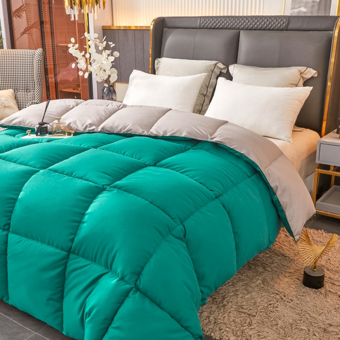 91家纺网 家纺一手货源 找家纺 招财星2店仓储 2025新款被子斜纹防羽布冬被春秋被被羽丝棉被 墨绿灰