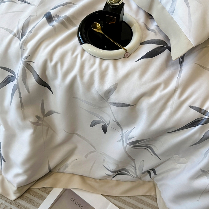 91家纺网 家纺一手货源 找家纺 迷尚家居 2025新款夏被100%莱赛尔数码印花夏被四件套50支天丝夏被 轻蔓竹