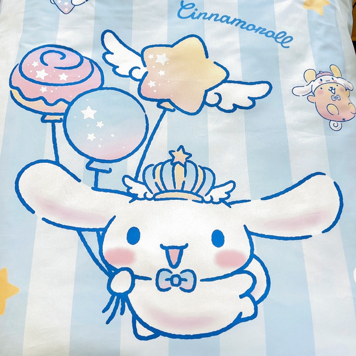 91家纺网 家纺一手货源 找家纺 乐秀家纺 2025新款全棉A类大版定位幼儿园被子三件套卡通三丽鸥被套被芯六件套   快乐玉桂狗