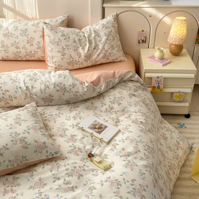 91家纺网 家纺一手货源 找家纺 清雅福 2025新款13070全棉小清新四件套 扶摇