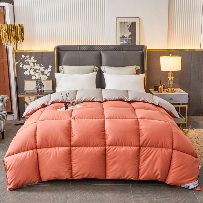 91家纺网 家纺一手货源 找家纺 招财星2店仓储 2025新款被子斜纹防羽布冬被春秋被被羽丝棉被 橘灰色