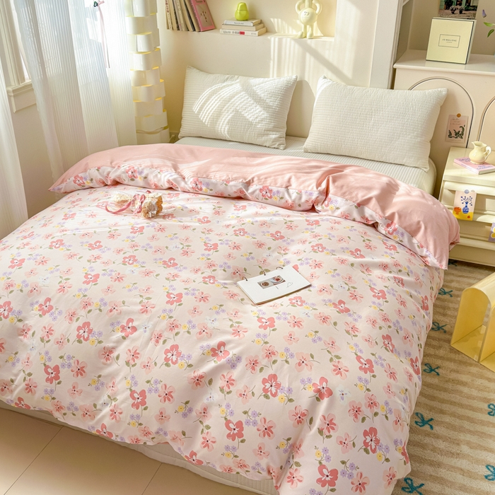 91家纺网 家纺一手货源 找家纺 清雅福 2025新款13070全棉小清新单被套 芬芳·粉