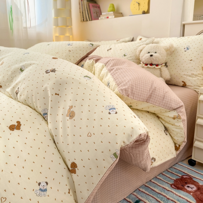 91家纺网 家纺一手货源 找家纺 清雅福 2025新款13070全棉小清新四件套 汪达轮