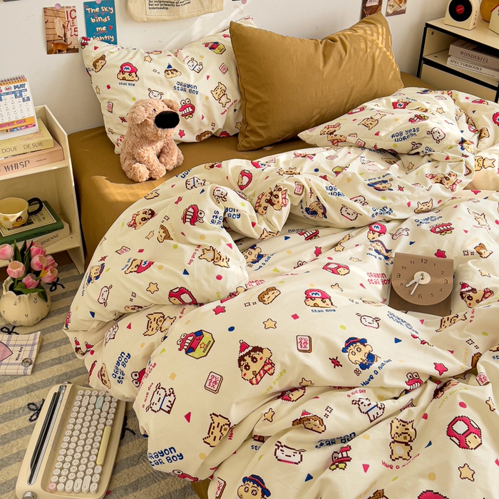 91家纺网 家纺一手货源 找家纺 水墨江南 2025新款超柔水洗棉系列四件套 动感小新