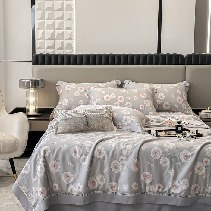 91家纺网 家纺一手货源 找家纺 娇逸家居 2025新款40s天丝莫代尔镂空款夏凉被 千颂-灰