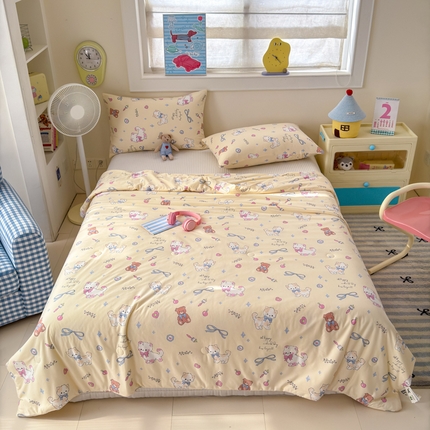 91家纺网 家纺一手货源 找家纺 （总）木堇家居 25年春夏卡通小清新针织棉10%大豆夏被（长期款）