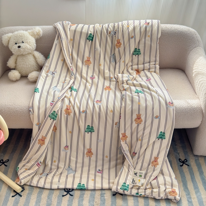 91家纺网 家纺一手货源 找家纺 木堇家居 25年春夏卡通小清新针织棉10%大豆夏被（长期款） 圣诞狂欢节