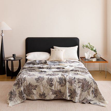 91家纺网 家纺一手货源 找家纺 悦然毛巾被 2025新款全棉工艺四层纱毛巾被 枫秋谧静