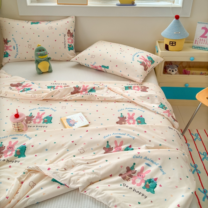 91家纺网 家纺一手货源 找家纺 木堇家居 25年春夏卡通小清新针织棉10%大豆夏被（长期款） 小伙伴