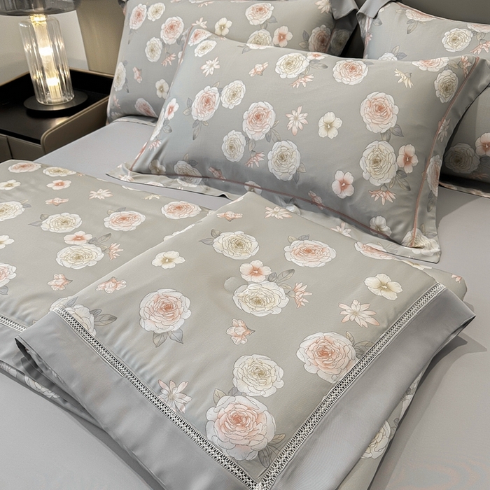 91家纺网 家纺一手货源 找家纺 娇逸家居 2025新款40s天丝莫代尔镂空款夏凉被 千颂-灰