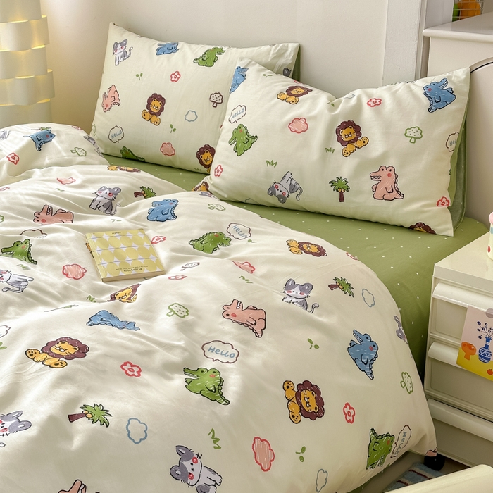 91家纺网 家纺一手货源 找家纺 清雅福 2025新款13070全棉小清新单枕套 森森乐园·米