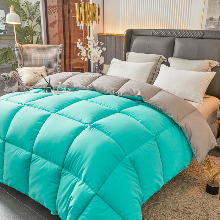 91家纺网 家纺一手货源 找家纺 招财星2店仓储 2025新款秋冬直播带货被子斜纹防羽布冬被春秋被被羽丝棉被 北岛绿灰