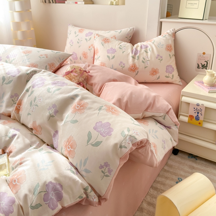 91家纺网 家纺一手货源 找家纺 清雅福 2025新款13070全棉小清新四件套 薄荷冬季·玉