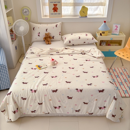 木堇家居 25年春夏卡通小清新针织棉10%大豆夏被（长期款） 腊肠狗