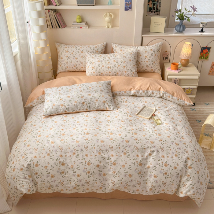 91家纺网 家纺一手货源 找家纺 清雅福 2025新款13070全棉小清新四件套 芬芳满座