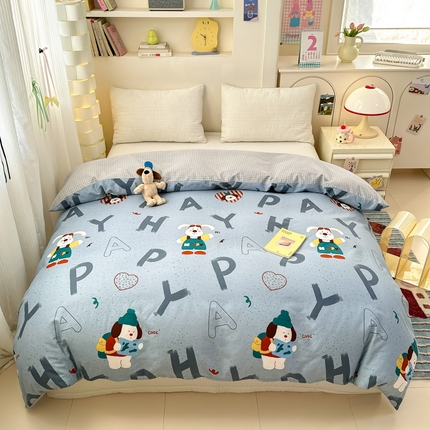 清雅福 2025新款13070全棉小清新单被套 蒙奇奇·蓝