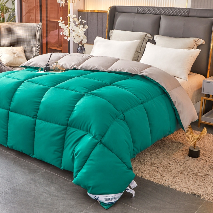 91家纺网 家纺一手货源 找家纺 招财星2店仓储 2025新款被子斜纹防羽布冬被春秋被被羽丝棉被 墨绿灰