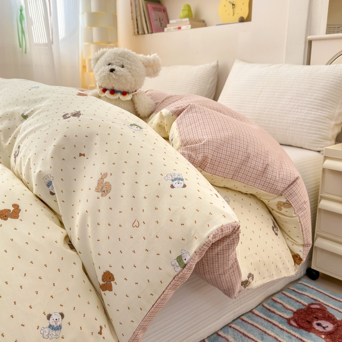 91家纺网 家纺一手货源 找家纺 清雅福 2025新款13070全棉小清新单被套 汪达轮