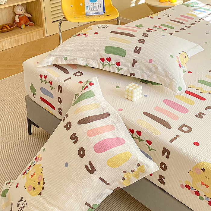 91家纺网 家纺一手货源 找家纺 恬澳家纺 2025新款泡泡棉印花枕套 恐龙宝贝