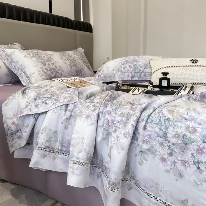 91家纺网 家纺一手货源 找家纺 娇逸家居 2025新款40s天丝莫代尔镂空款夏凉被 伯利兹-紫