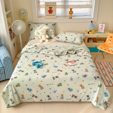 91家纺网 家纺一手货源 找家纺 （总）木堇家居 25年春夏卡通小清新针织棉10%大豆夏被（长期款）