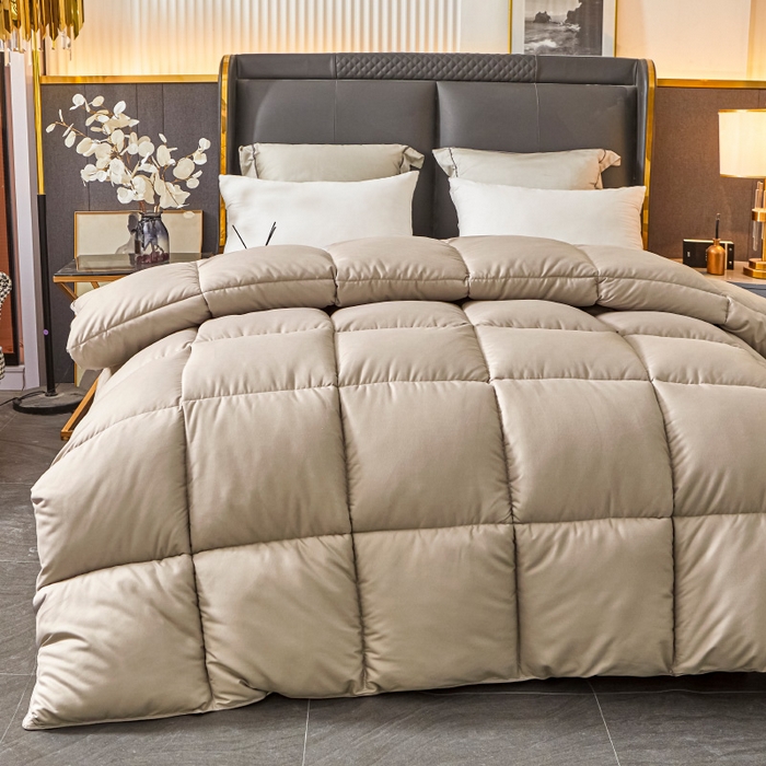 91家纺网 家纺一手货源 找家纺 招财星2店仓储 2025新款被子斜纹防羽布冬被春秋被被羽丝棉被 银灰米