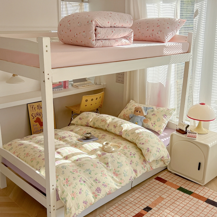 91家纺网 家纺一手货源 找家纺 韩巢家纺 2025新款超柔水洗棉学生宿舍寝室被套床单三件套 流心奶糕