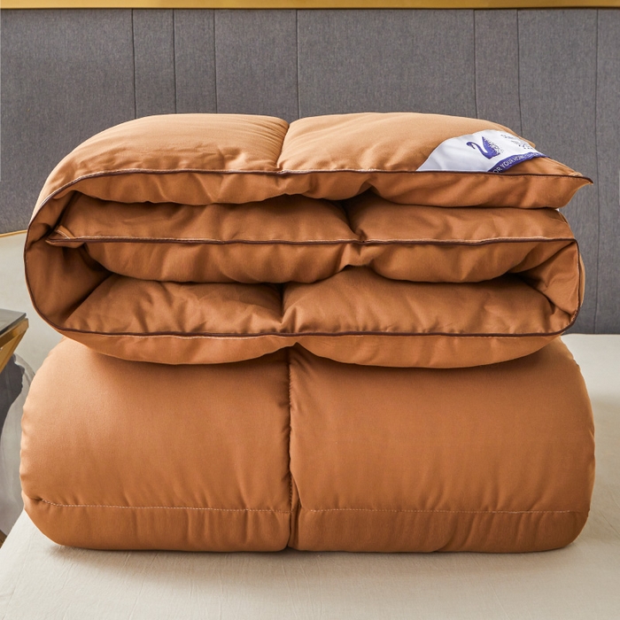 91家纺网 家纺一手货源 找家纺 招财星2店仓储 2025新款被子斜纹防羽布冬被春秋被被羽丝棉被 咖啡色