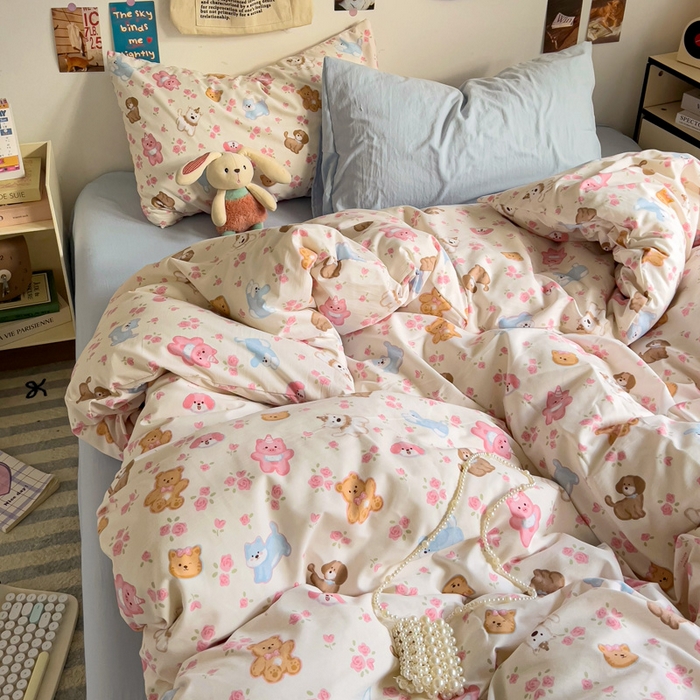 91家纺网 家纺一手货源 找家纺 水墨江南 2025新款超柔水洗棉系列四件套 动物乐园