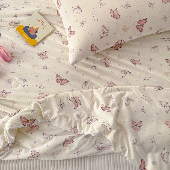 91家纺网 家纺一手货源 找家纺 木堇家居 25年春夏卡通小清新针织棉10%大豆夏被（长期款） 梦幻蝴蝶