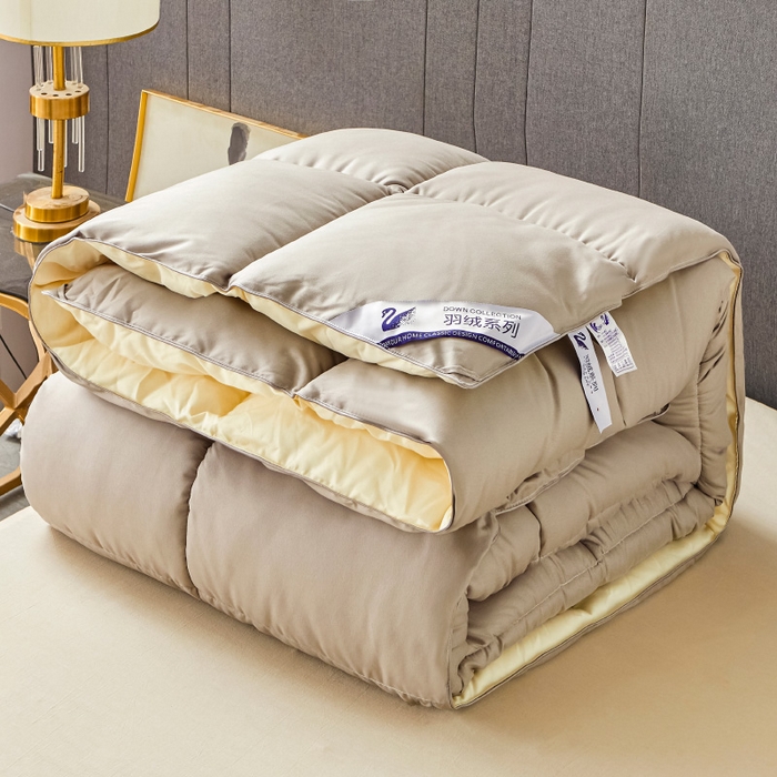 91家纺网 家纺一手货源 找家纺 招财星2店仓储 2025新款被子斜纹防羽布冬被春秋被被羽丝棉被 银灰米