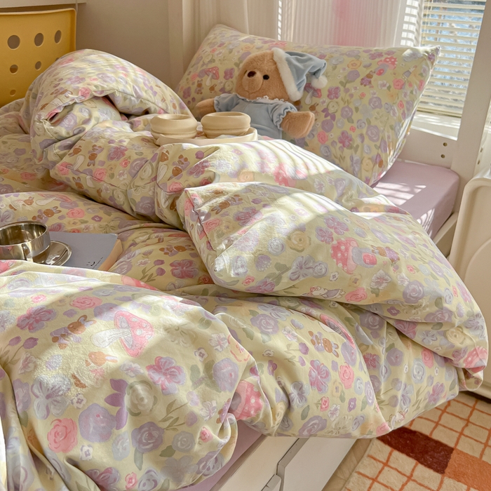 91家纺网 家纺一手货源 找家纺 韩巢家纺 2025新款超柔水洗棉学生宿舍寝室被套床单三件套 兔漫画报