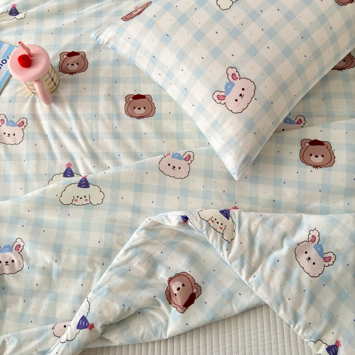 91家纺网 家纺一手货源 找家纺 木堇家居 25年春夏卡通小清新针织棉10%大豆夏被（长期款） 萌萌犬熊