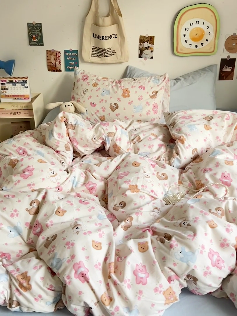 91家纺网 家纺一手货源 找家纺 水墨江南 2025新款超柔水洗棉系列四件套 动物乐园