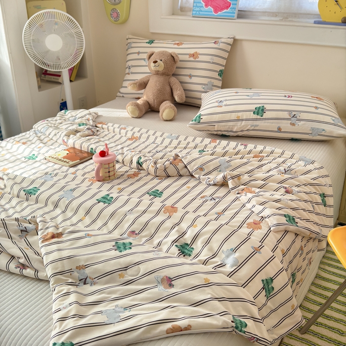 91家纺网 家纺一手货源 找家纺 木堇家居 25年春夏卡通小清新针织棉10%大豆夏被（长期款） 圣诞狂欢节