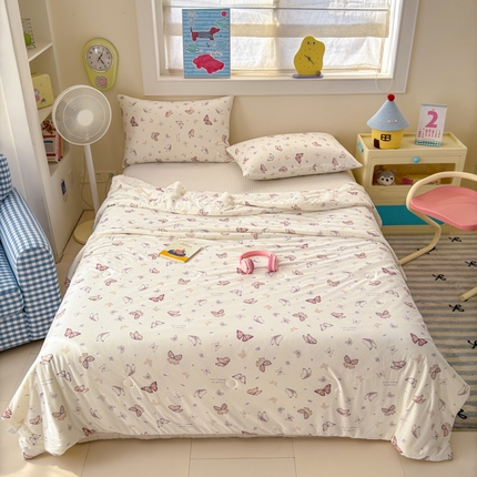 91家纺网 家纺一手货源 找家纺 木堇家居 25年春夏卡通小清新针织棉10%大豆夏被（长期款） 梦幻蝴蝶