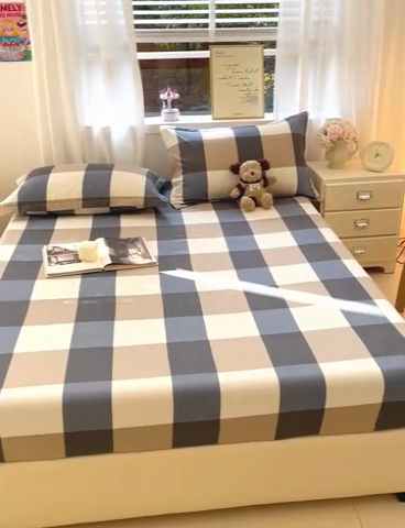 91家纺网 家纺一手货源 找家纺 恬澳家纺 2025新款水洗棉森系枕套 森系-英伦格