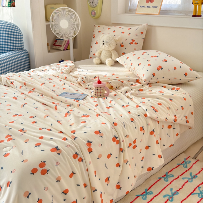 91家纺网 家纺一手货源 找家纺 木堇家居 25年春夏卡通小清新针织棉10%大豆夏被（长期款） 小桔子