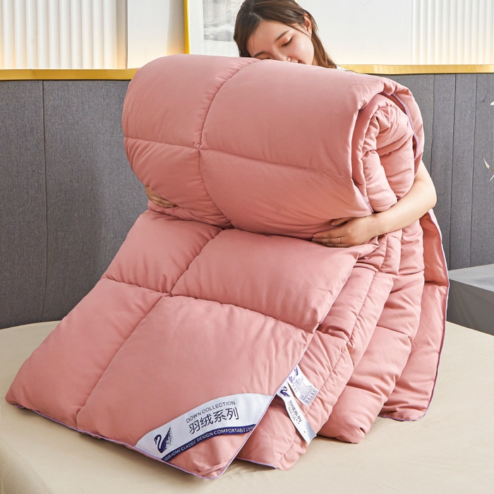 91家纺网 家纺一手货源 找家纺 招财星2店仓储 2025新款秋冬直播带货被子斜纹防羽布冬被春秋被被羽丝棉被 豆沙色