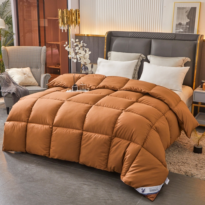 91家纺网 家纺一手货源 找家纺 招财星2店仓储 2025新款秋冬直播带货被子斜纹防羽布冬被春秋被被羽丝棉被 咖啡色
