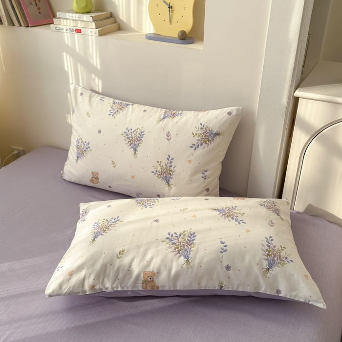 91家纺网 家纺一手货源 找家纺 清雅福 2025新款13070全棉小清新单枕套 松松熊