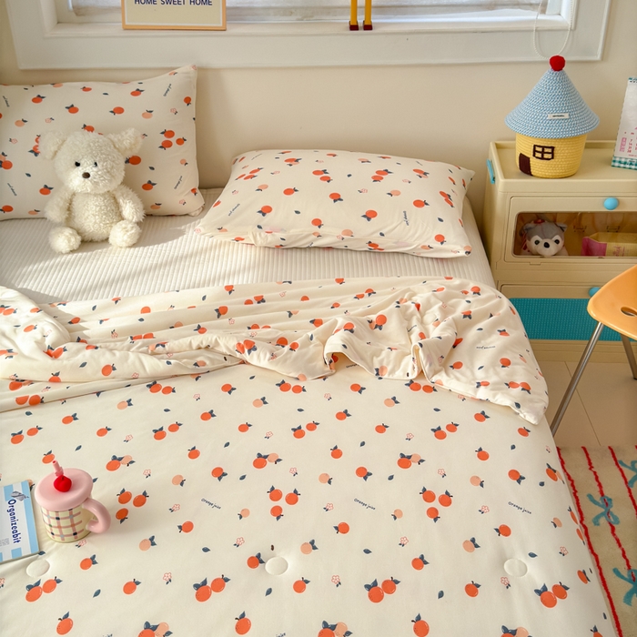 91家纺网 家纺一手货源 找家纺 木堇家居 25年春夏卡通小清新针织棉10%大豆夏被（长期款） 小桔子