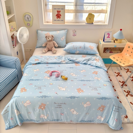 91家纺网 家纺一手货源 找家纺 （总）木堇家居 25年春夏卡通小清新针织棉10%大豆夏被（长期款）