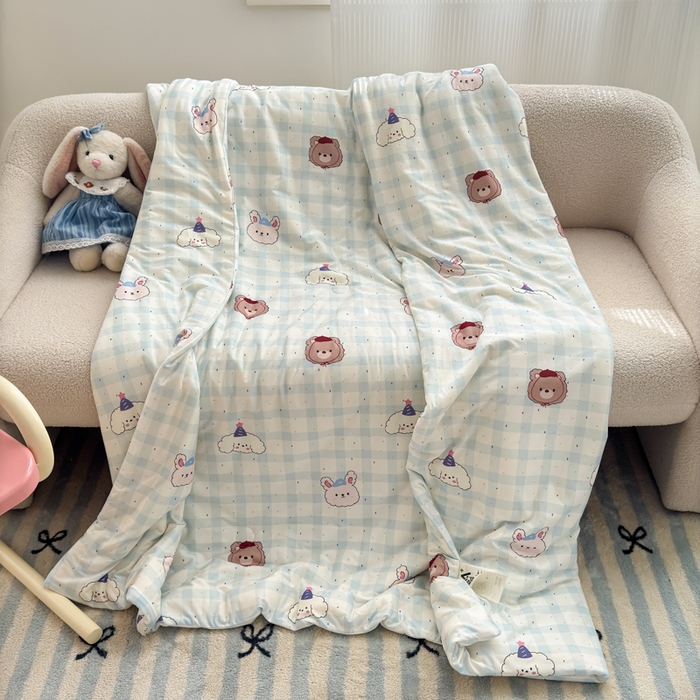 91家纺网 家纺一手货源 找家纺 木堇家居 25年春夏卡通小清新针织棉10%大豆夏被（长期款） 萌萌犬熊