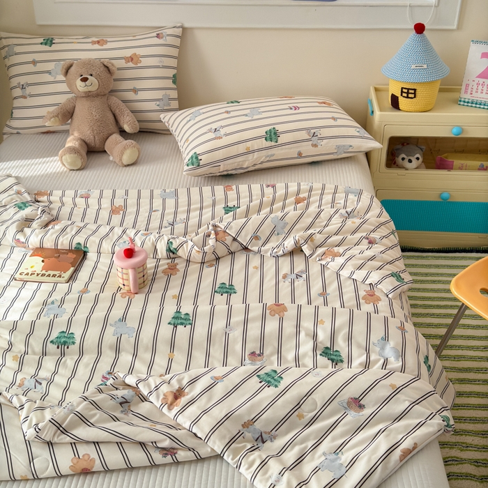 91家纺网 家纺一手货源 找家纺 木堇家居 25年春夏卡通小清新针织棉10%大豆夏被（长期款） 圣诞狂欢节