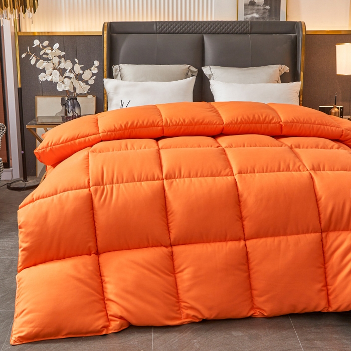 91家纺网 家纺一手货源 找家纺 招财星2店仓储 2025新款被子斜纹防羽布冬被春秋被被羽丝棉被 橙灰色