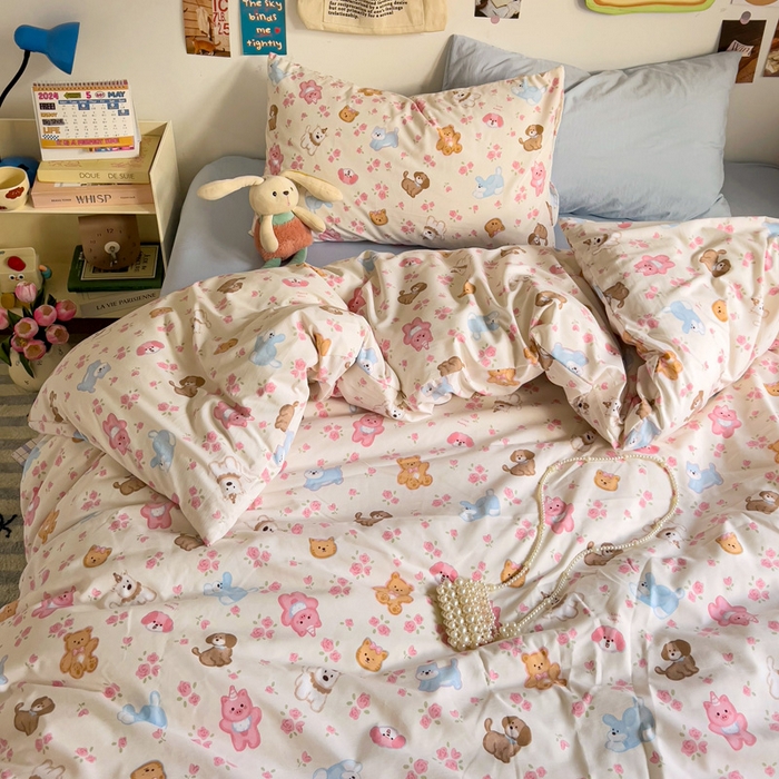 91家纺网 家纺一手货源 找家纺 水墨江南 2025新款超柔水洗棉系列四件套 动物乐园